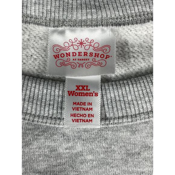 Wondershop Target Christmas Sweatshirt Womens XXL 2XL Grey Holiday Spirit NWT - Picture 2 of 8